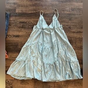 SHEIN Light Blue Tiered Babydoll Sundress | Spaghetti Strap